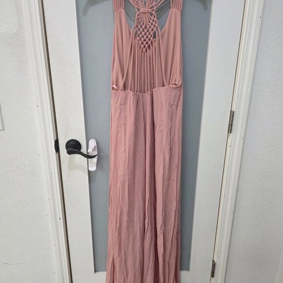 JustFab Pink Macrame-Back Maxi Dress XXL NWOT | Boho Summer Beach Vibes - Picture 9 of 12
